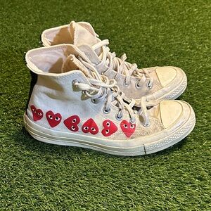 Comme Des Garcons X Converse All Star White High Top Sneakers